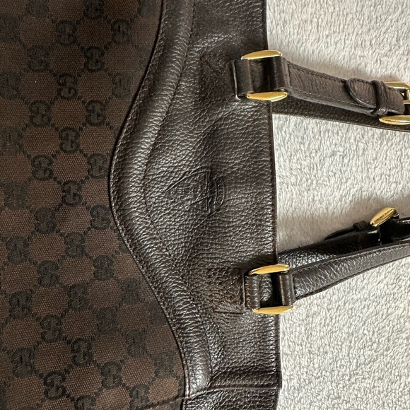 Gucci Chocolate Brown/Black Monogram Tote - Picture 3 of 10